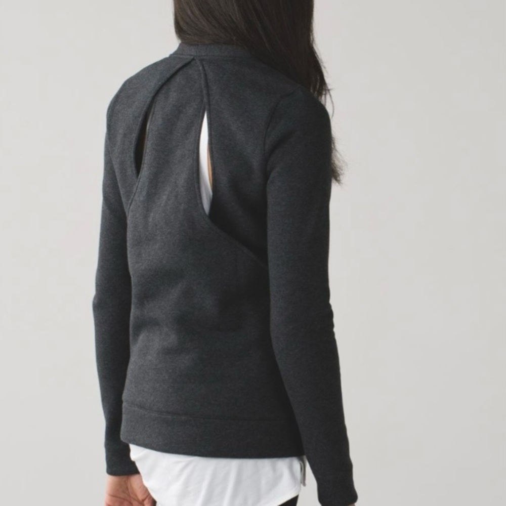 Lululemon &go Endeavor Long Sleeve Heathered Black (Gray) Sz 6 Open Cut Out Back